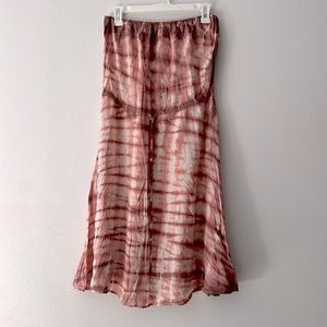 Womens pink tie dye strapless dress size medium